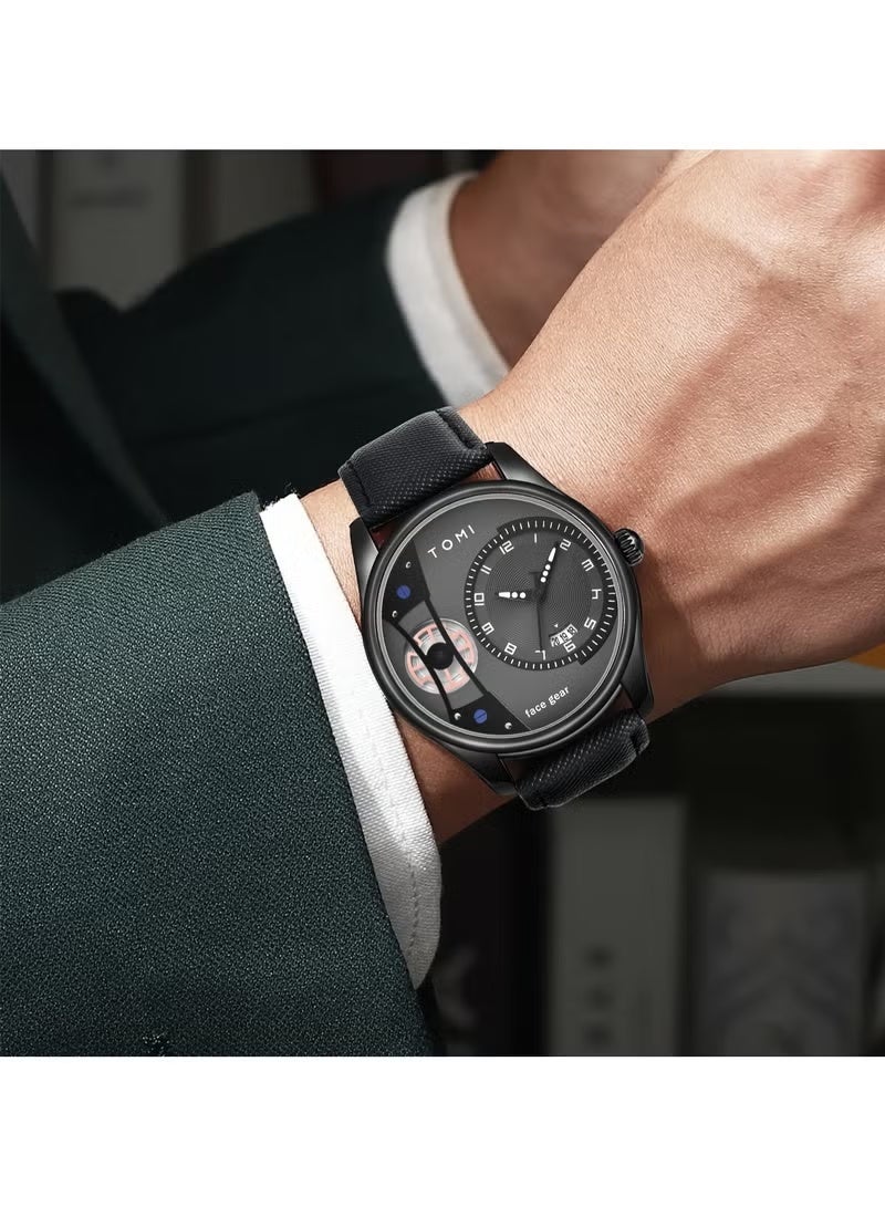 TOMI Men's Rotating Gear Sweeping Second Watch & Replaceable Strap, Box Gift For Holiday And Daily Life - Image 4